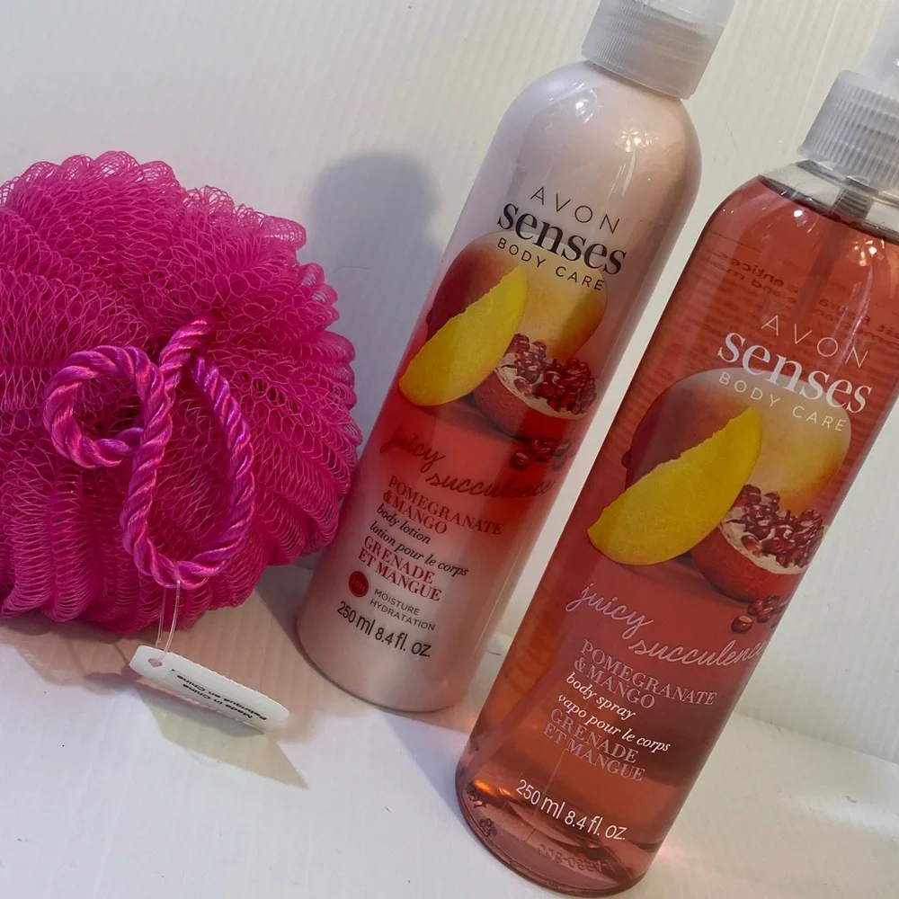 Avon Bath Set Body Care Juicy Succulence Bath & Body Pink Fruit Floral Fragrance